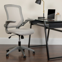 Flash Furniture BL-ZP-8805-GY-GG Mid-Back Mesh Task Chair with Flip-Up Arms in Gray